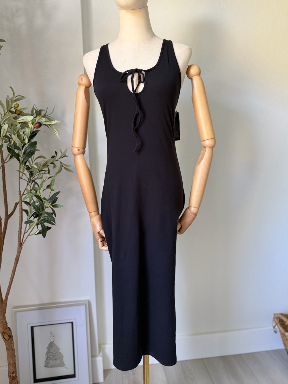 wild fable Black Maxi Tank Dress with Front Tie